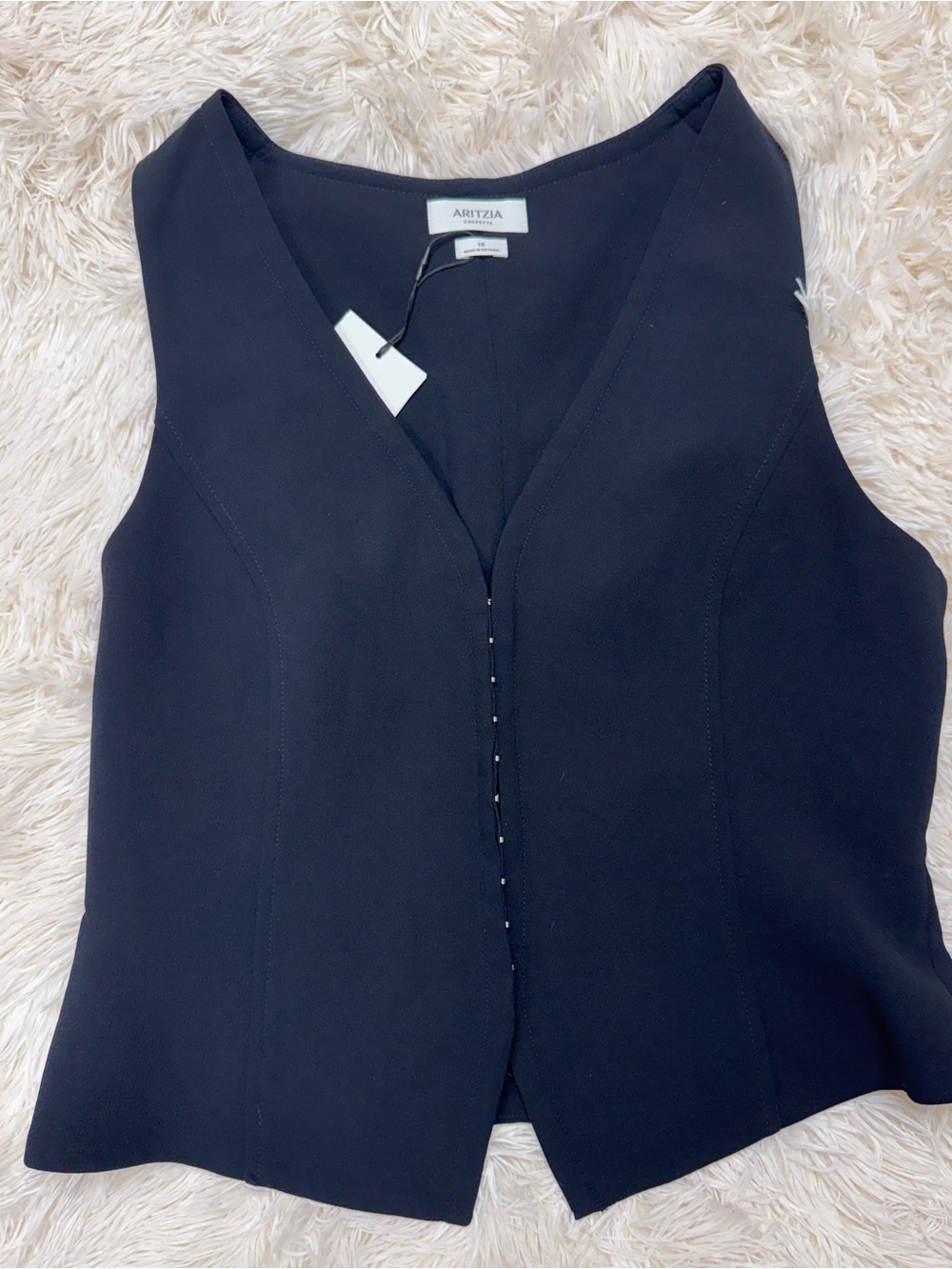 Aritzia ‘Attire’ Crepette Hooked Vest Top - Black, Women’s 10 - Picture 6 of 9